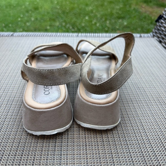 HH Cordani Alisha Wedge Slingback‎ Sandals in Dusty Gold Suede shoes